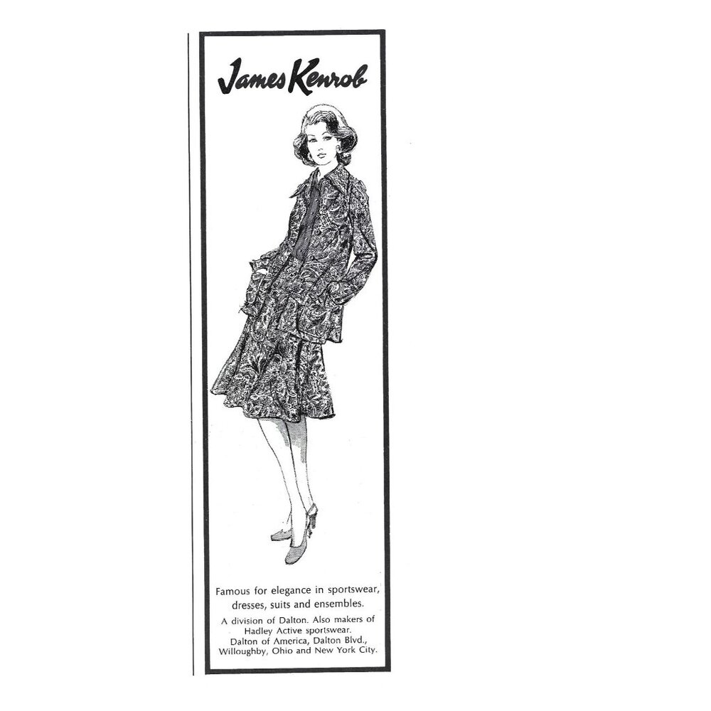 James Kenrob Sportswear New York City 1970s Vintage Print Ad 9 inch N